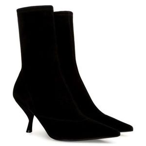 SERGIO ROSSI SR HALIMA BOOTIE Black Suede  ,SIZE -8